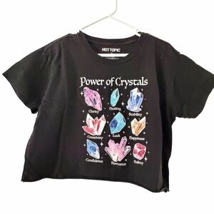 Hot Topic Black Kids T-Shirt with Crystal Design